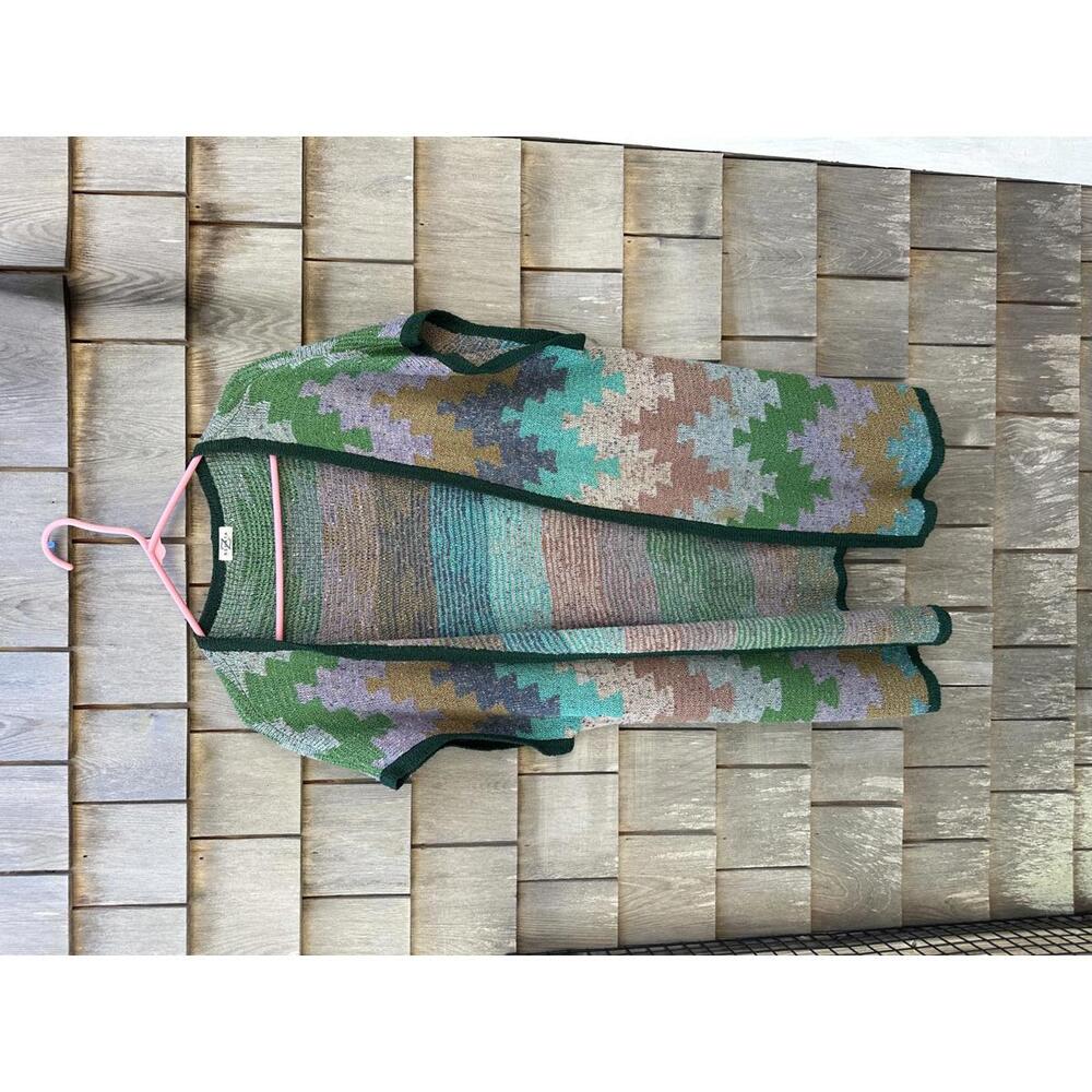 Renata Z vintage hand loomed Colorful Geometric Pattern Knit Cardigan